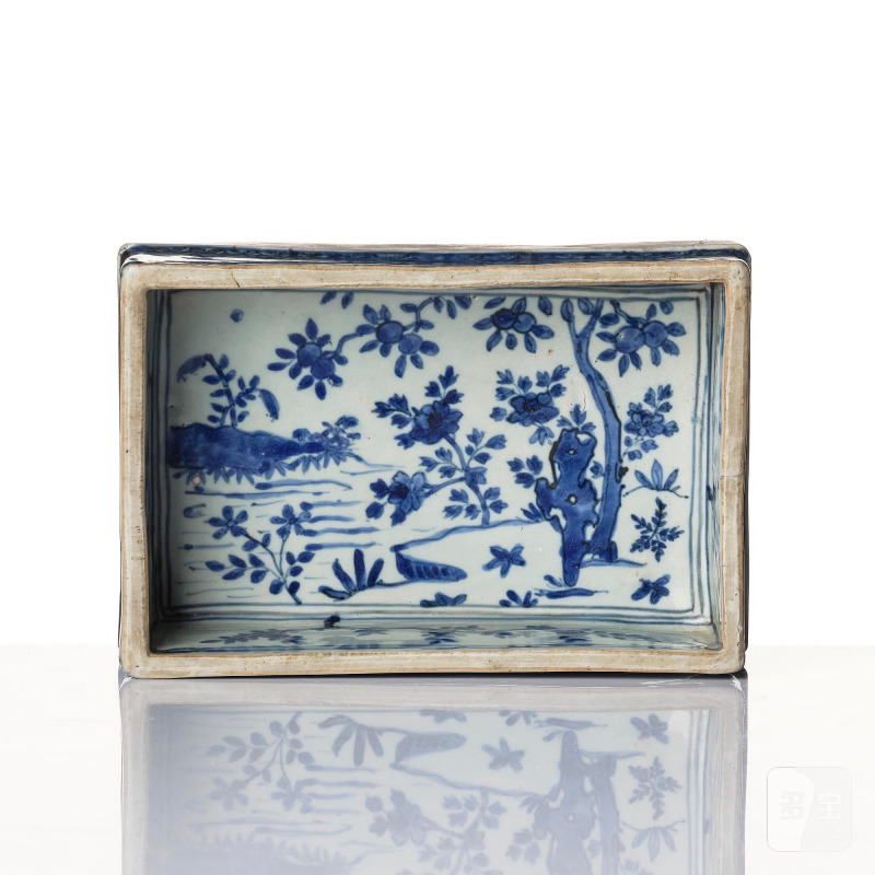 A blue and white part writing-box, - 图9